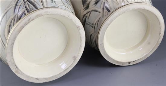 A pair of large Japanese Satsuma pottery vases, late 19th century, signed Kinkozan, 37.5cm